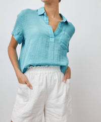 Rails Savannah Top in summer aqua - women's blouse - detail view