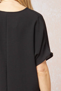 entro Solid V-neck Top in black - women's shirt - view 5