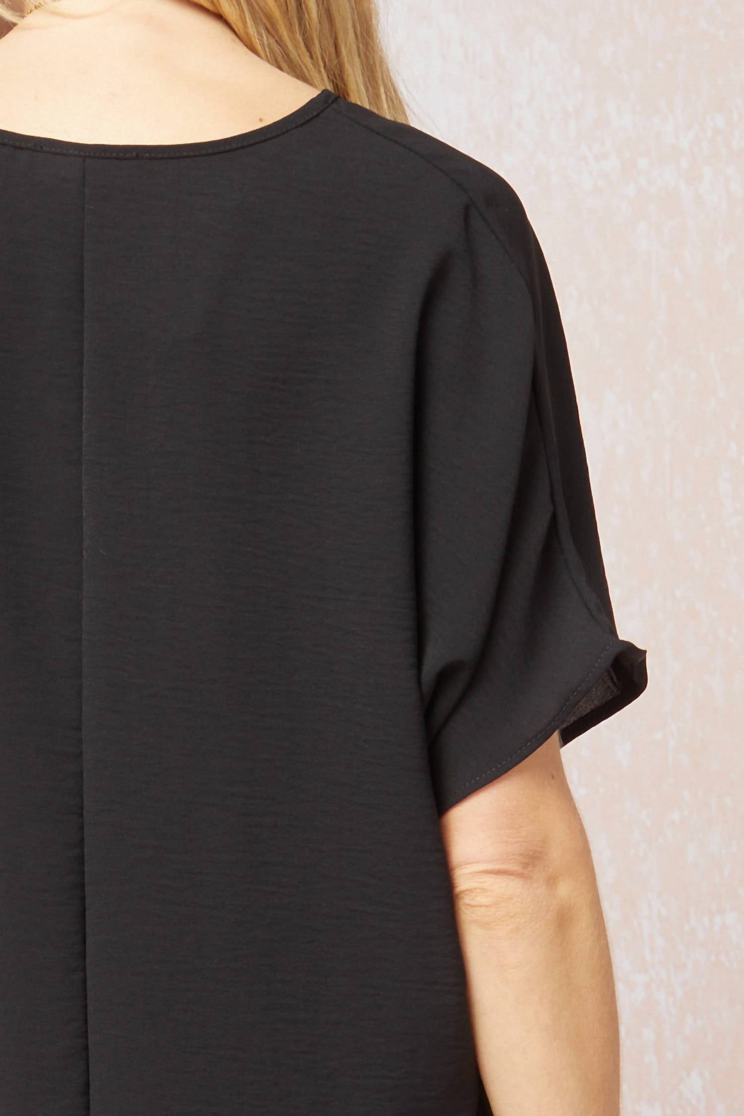 entro Solid V-neck Top in black - women's shirt - view 5