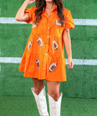 Lula the Label Sequin Football Dress in orange - women's dress - detail view