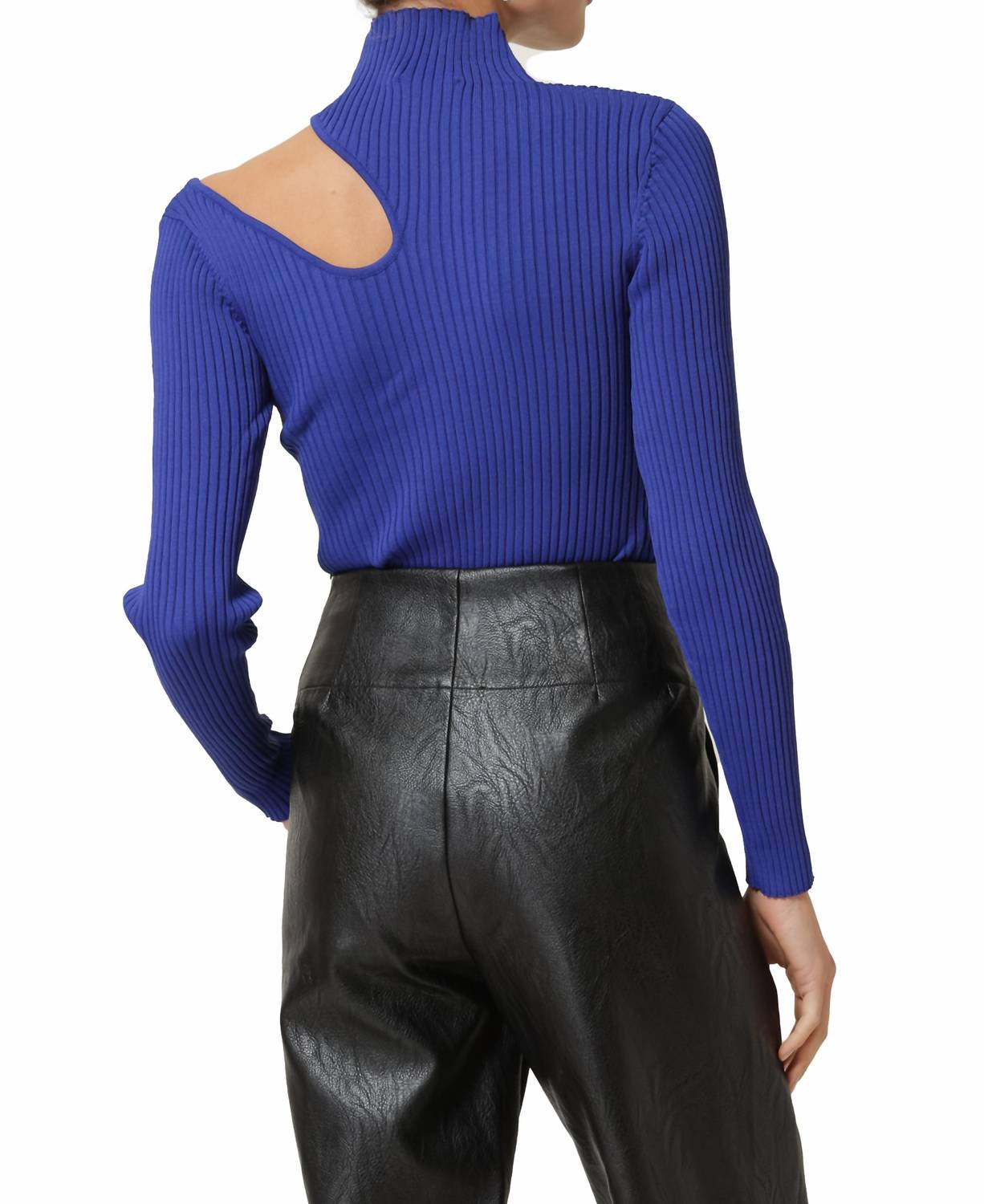 Line And Dot - Nico Mock Neck Long Sleeve Ribbed Sweater
