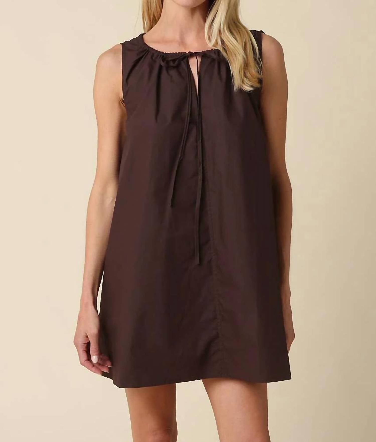 Olivaceous - Sleeveless Cotton Mini Dress