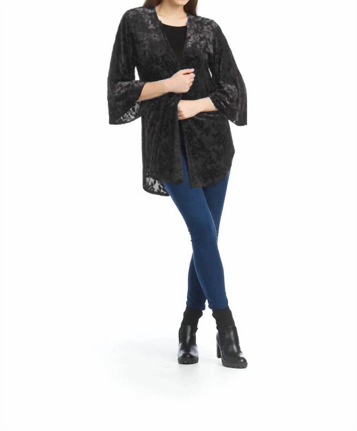 Papillon - Burnout Open Velvet Cardigan