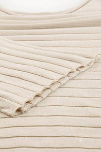 Shewin - 3/4 Sleeve Ribbed Sweater