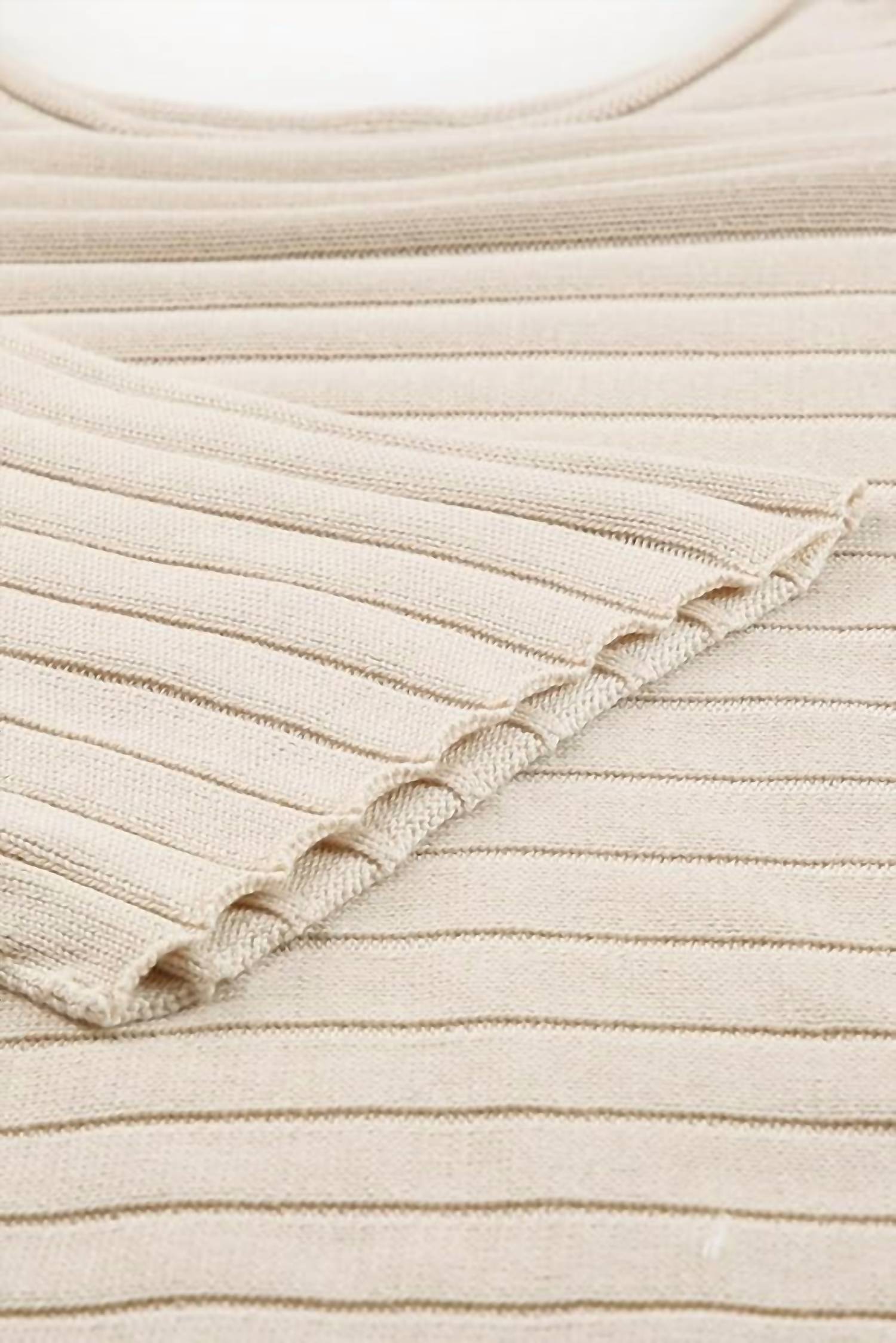 Shewin - 3/4 Sleeve Ribbed Sweater