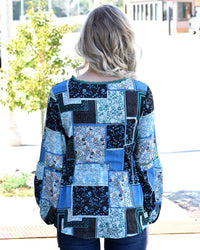 Shewin Inc. - Bohemian Floral Print Patchwork Top