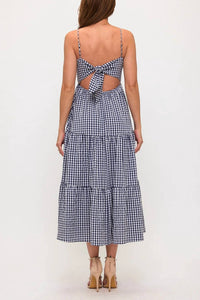 Lovely Day - Gingham Bow Bust Tie Back Tiered Maxi Dress