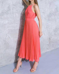 Flying Tomato - High Neck Pleated Midi Dress