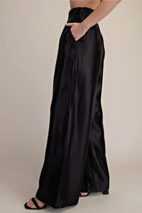 Glam - Wide Leg Tie High-waisted Pant
