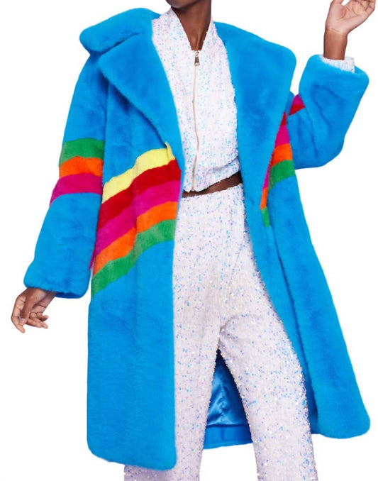 Jayley - Sauki Rainbow Faux Fur Coat