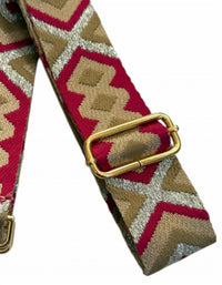 Made in Italy Women's Woven Guitar Style Bag Strap in italy women s woven guitar style bag strap in magenta silver - women's item - detail view