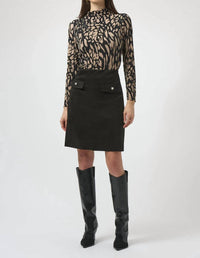 Joseph Ribkoff - Mock Neck Long Sleeves Fitted Top