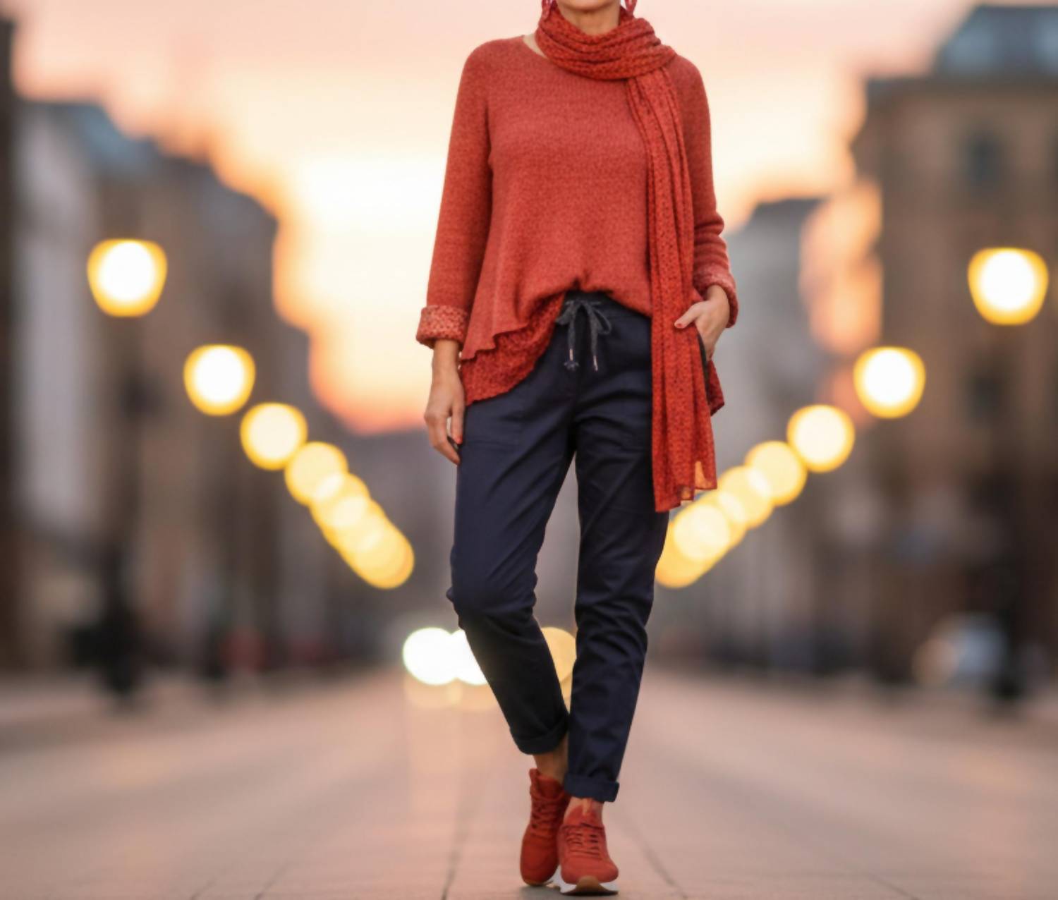 Made In Italy - Knitted 2 Layer Top & Scarf