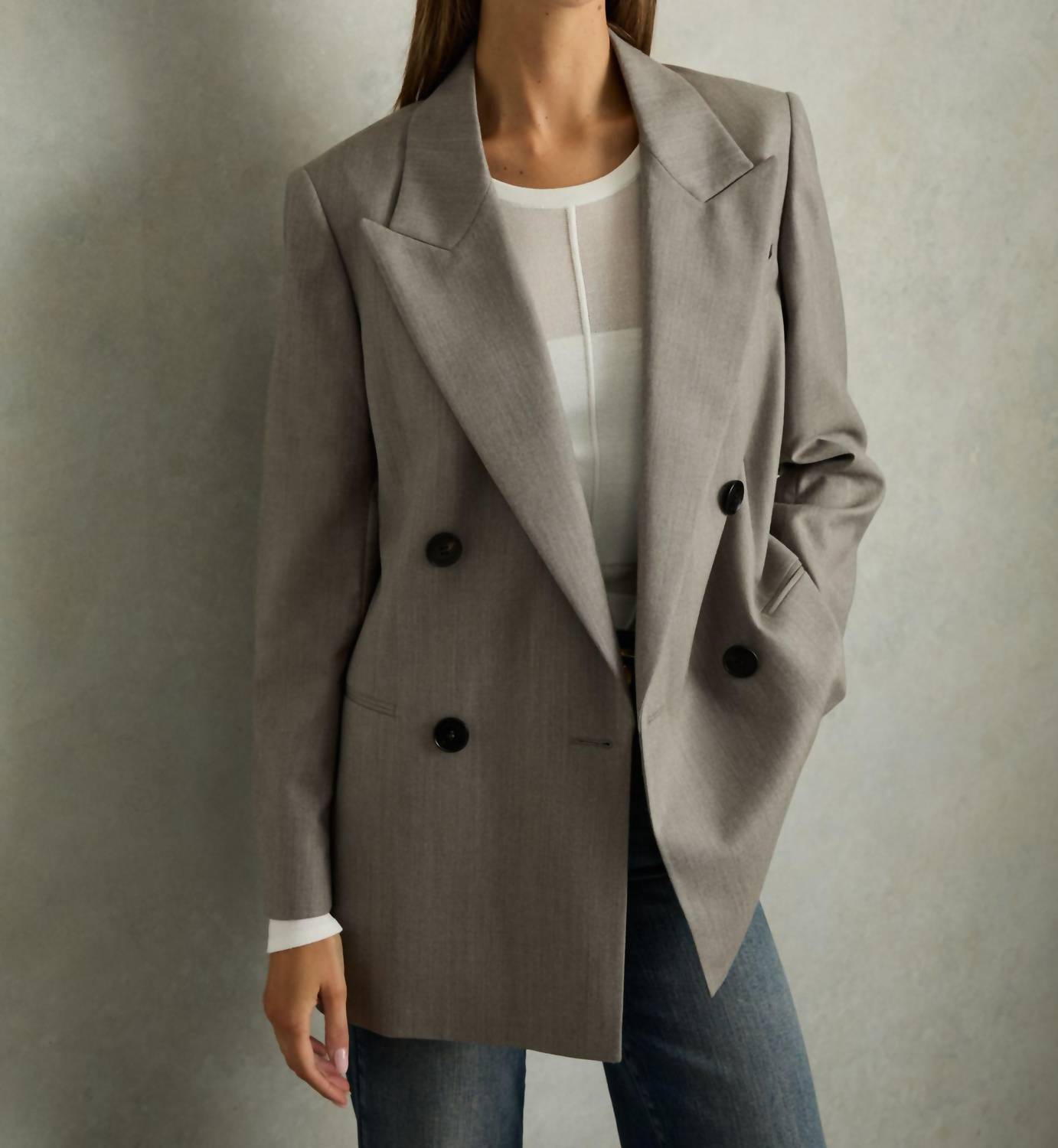 Reiss - Darla Wool Oversized Double-Breasted Blazer