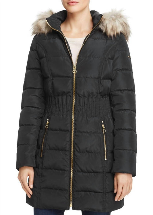 Women's Cinch Waist Down Puffer Hooded Coat