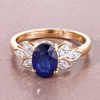 Diana M Jewels Women's Oval Natural Sapphire Fashion Ring (2.12 Ct) - Classic Plus in 18k yellow gold - women's jewelry - detail view