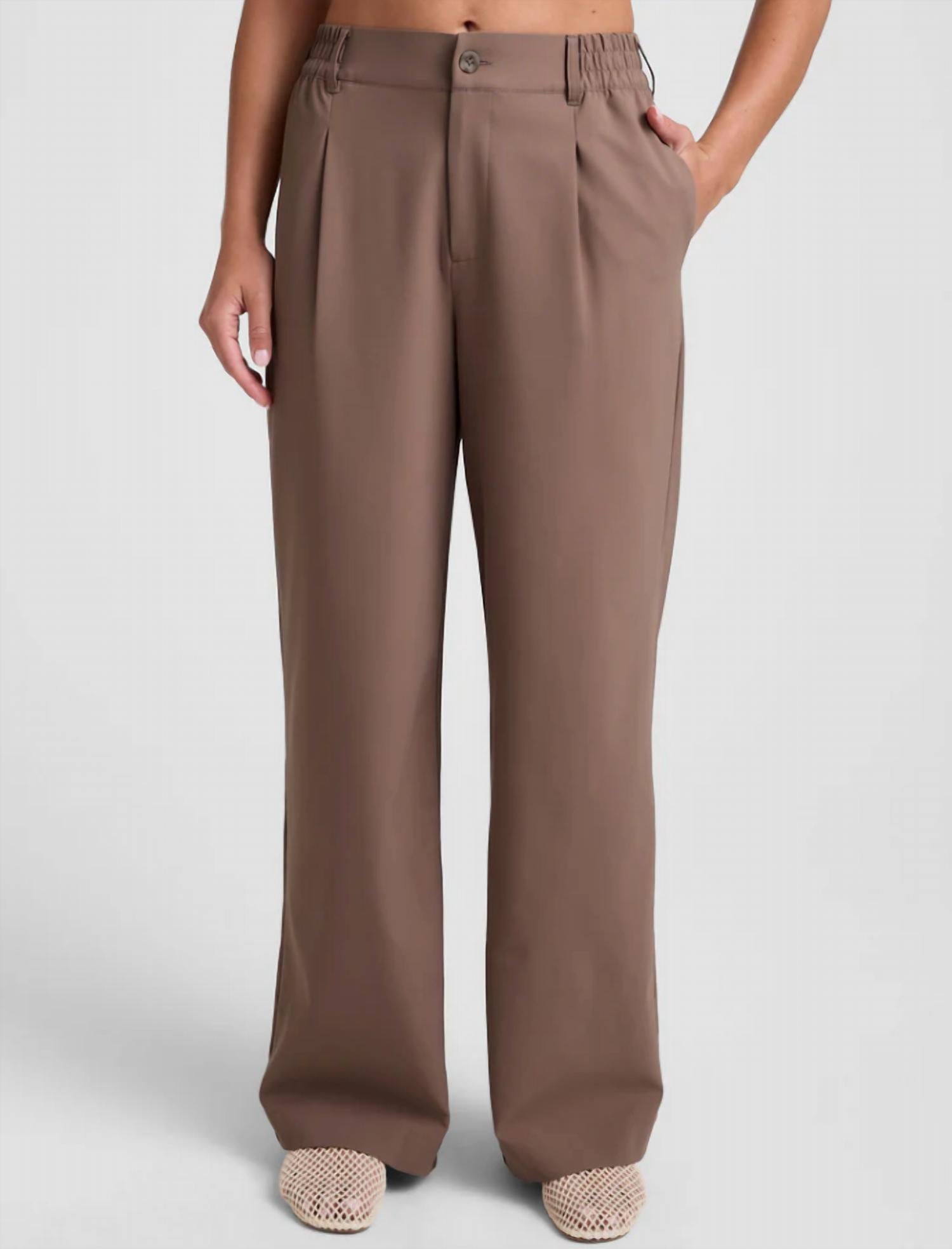 BEYOND YOGA Status Wide Leg Trousers in khaki - women's pants - view 5