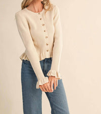 &Merci - The Sienna Ruffle Hem Ribbed Knit Sweater