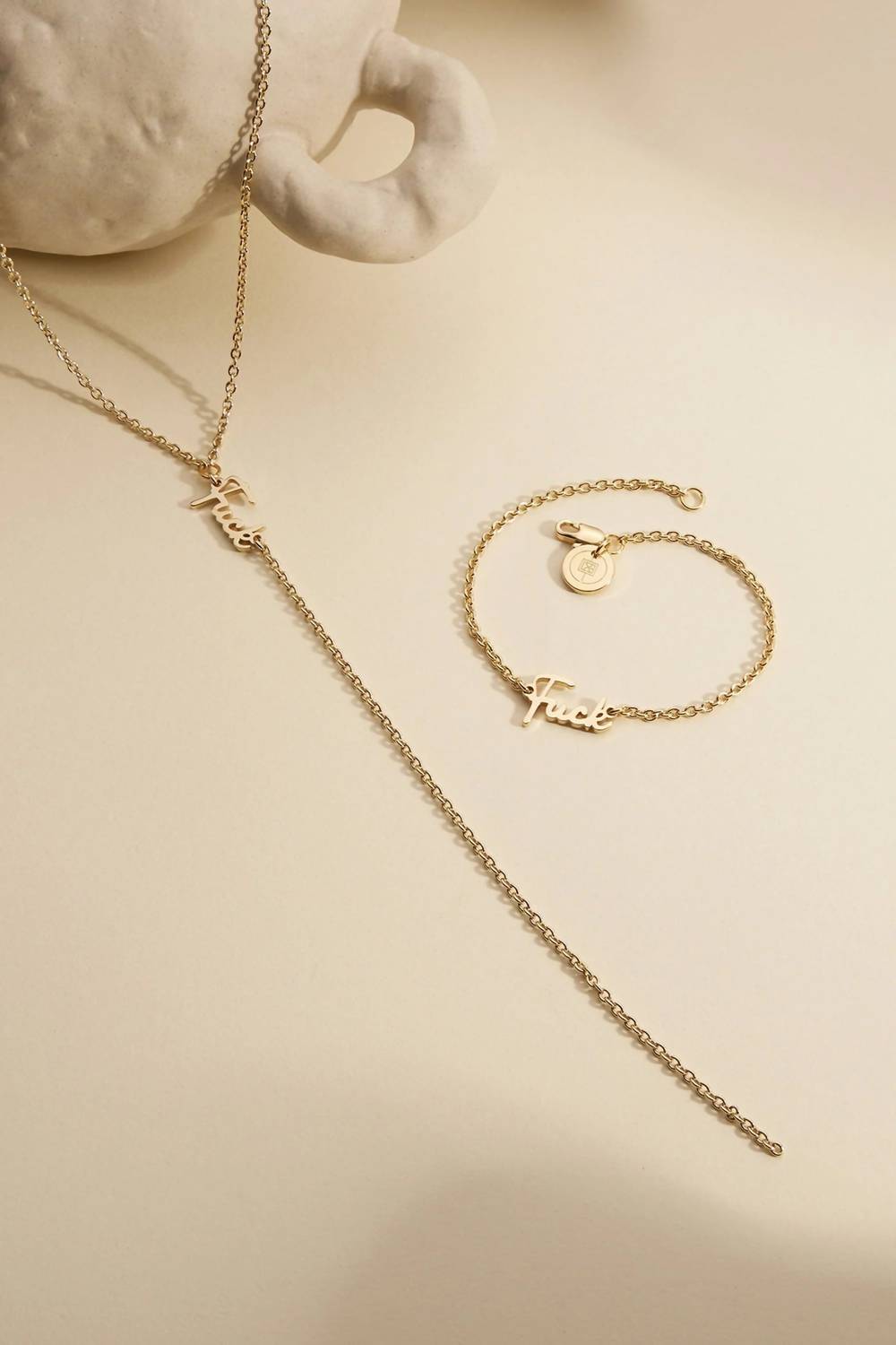 Eklexic - Women's Dainty Script F*ck Lariat Necklace