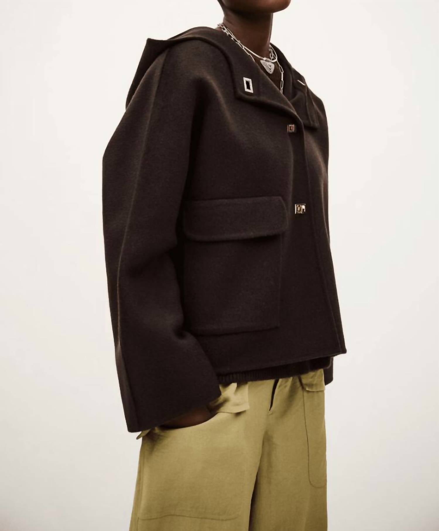 ba&sh Kove Loose-fitting Straight Jacket in brown - women's jacket - detail view