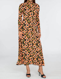 Elizabeth James The Label Stevie Midi Dress in poppies - women's dress - detail view