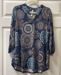 Dear Scarlett Mandala Print Lizzy Top in multi - women's blouse - detail view