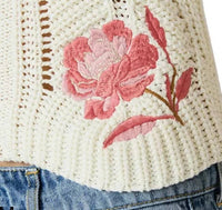 Steve Madden - Opal Floral Embroidered Crochet Knit Halter Top