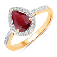 Diana M Jewels Women's Pear Natural Ruby Fashion Ring (1.25 Ct) - Petite in 14k yellow gold - women's jewelry