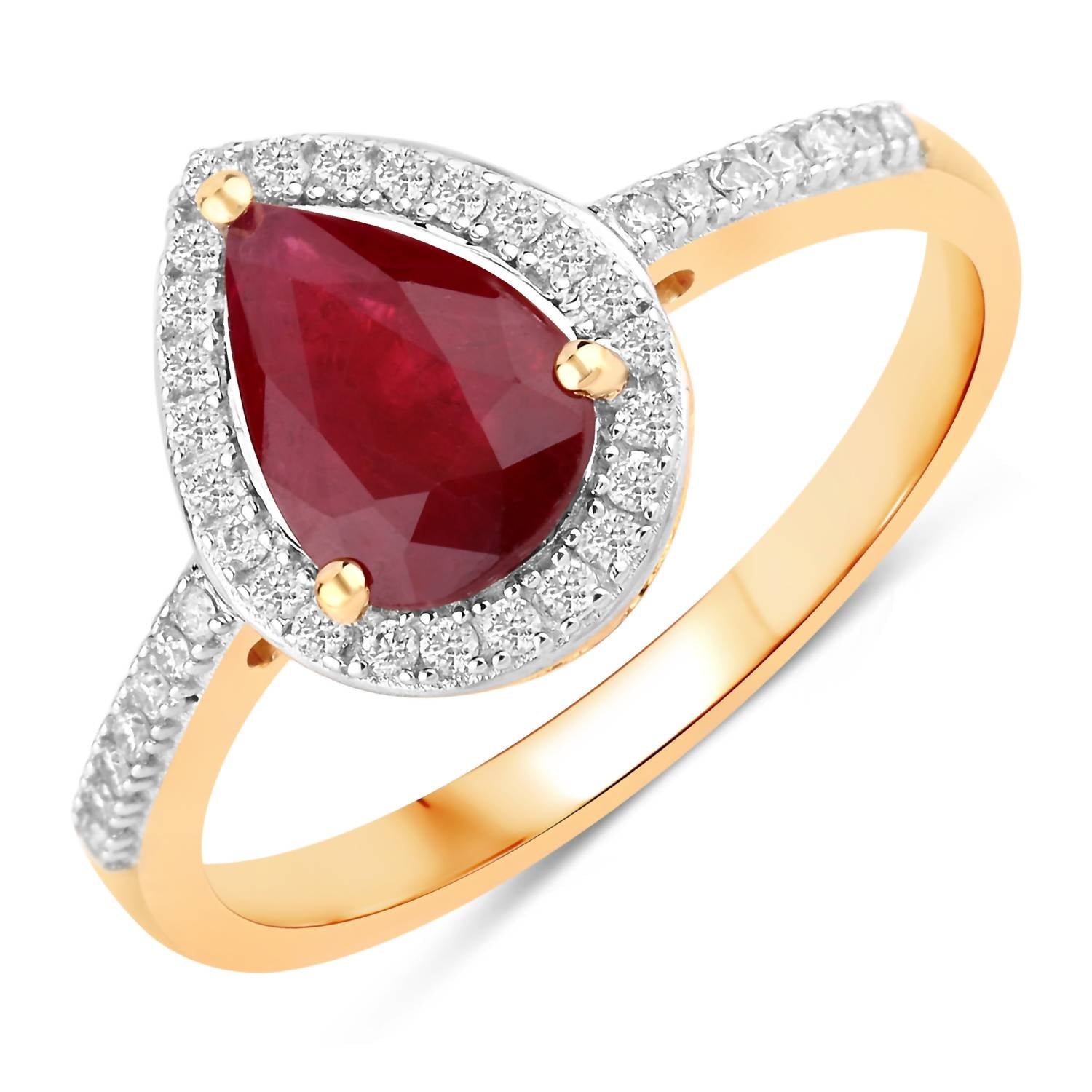 Diana M Jewels Women's Pear Natural Ruby Fashion Ring (1.25 Ct) - Petite in 14k yellow gold - women's jewelry