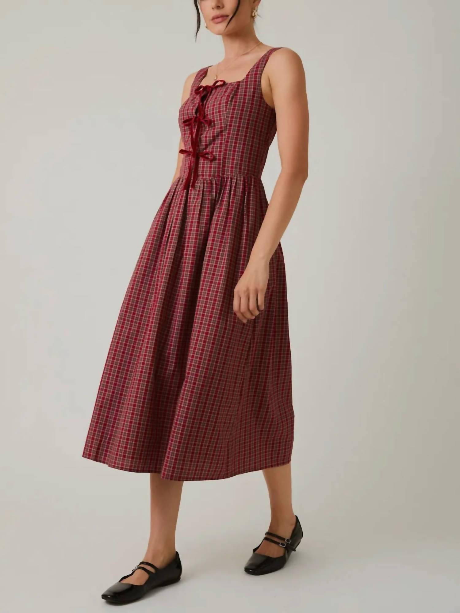 Sunday Edition - Plaid with Bow Detail Midi Dress