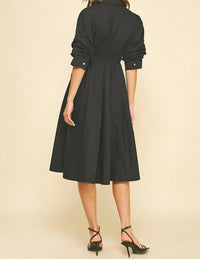 Pinch - Tuck Sleeve Midi Dress