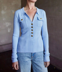 Cara Cara - Belleport Ribbed V-neck Shirt