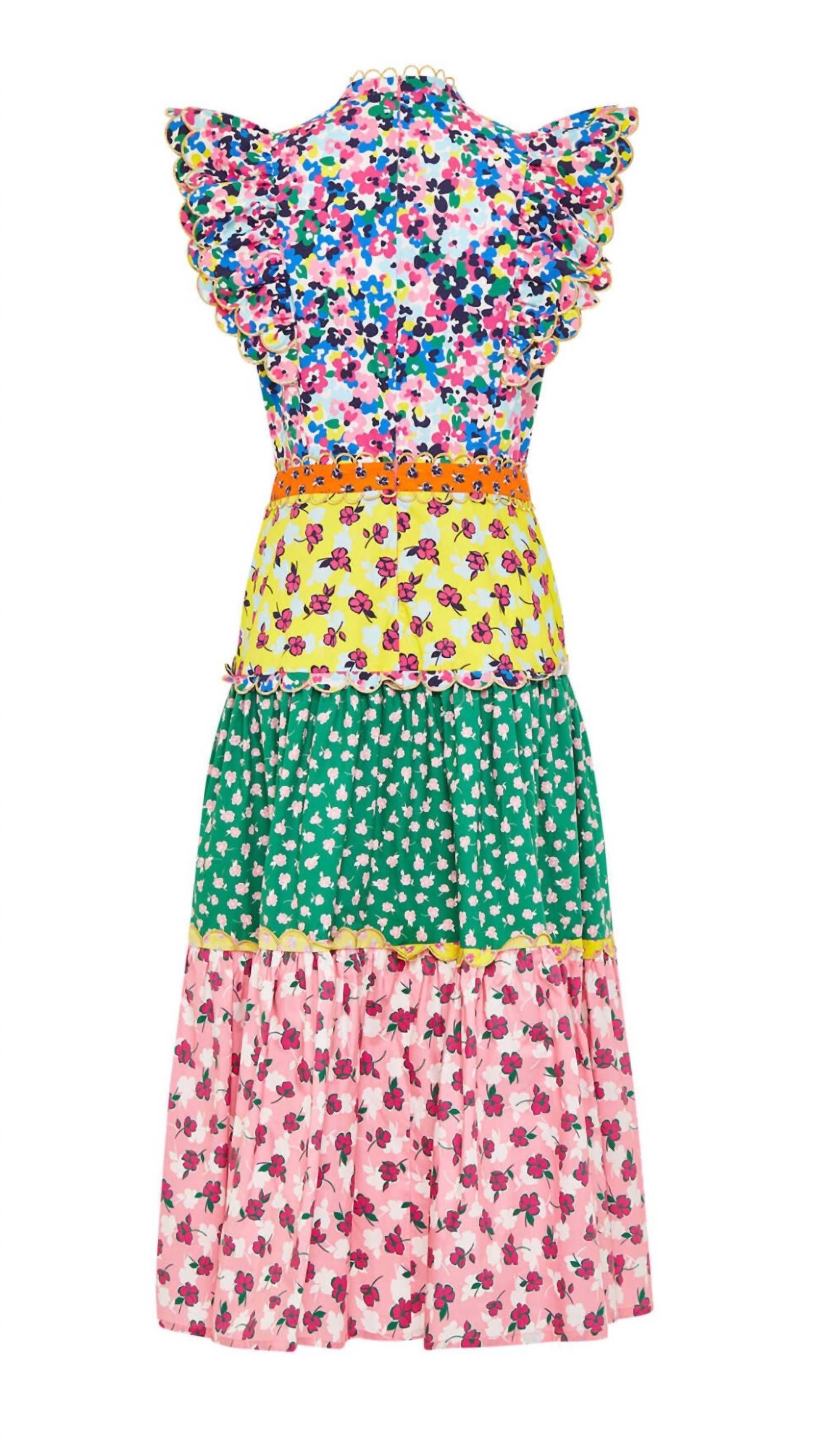 Dizzy-Lizzie Maison Midi Dress in patchwork - women's dress - detail view