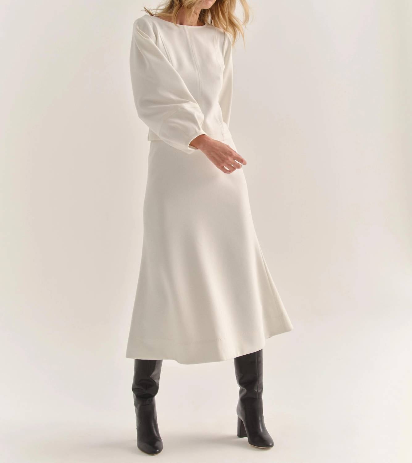 Cartolina Nantucket Mable Midi Skirt in ivory - women's skirt - detail view