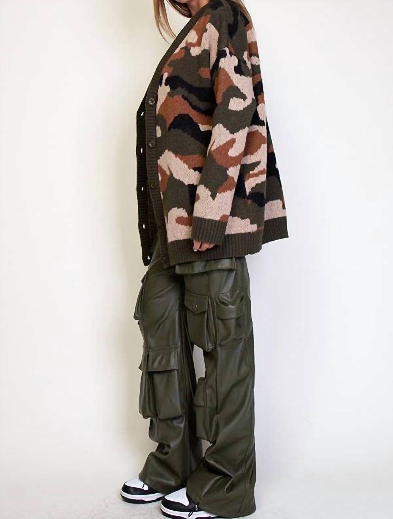 Rehab Lab - Dila Camouflage Pattern Knit Cardigan