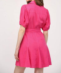 Fate - City Bloom Puff-sleeve Linen Mini Dress