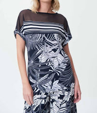 Joseph Ribkoff - TROPICAL PRINT AND STRIPED TOP