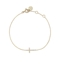 Eklexic - Women's Horizontal Cubic Zirconia Cross Bracelet