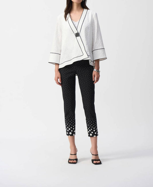 Joseph Ribkoff - Contrast Trim Jacquard Swing Jacket
