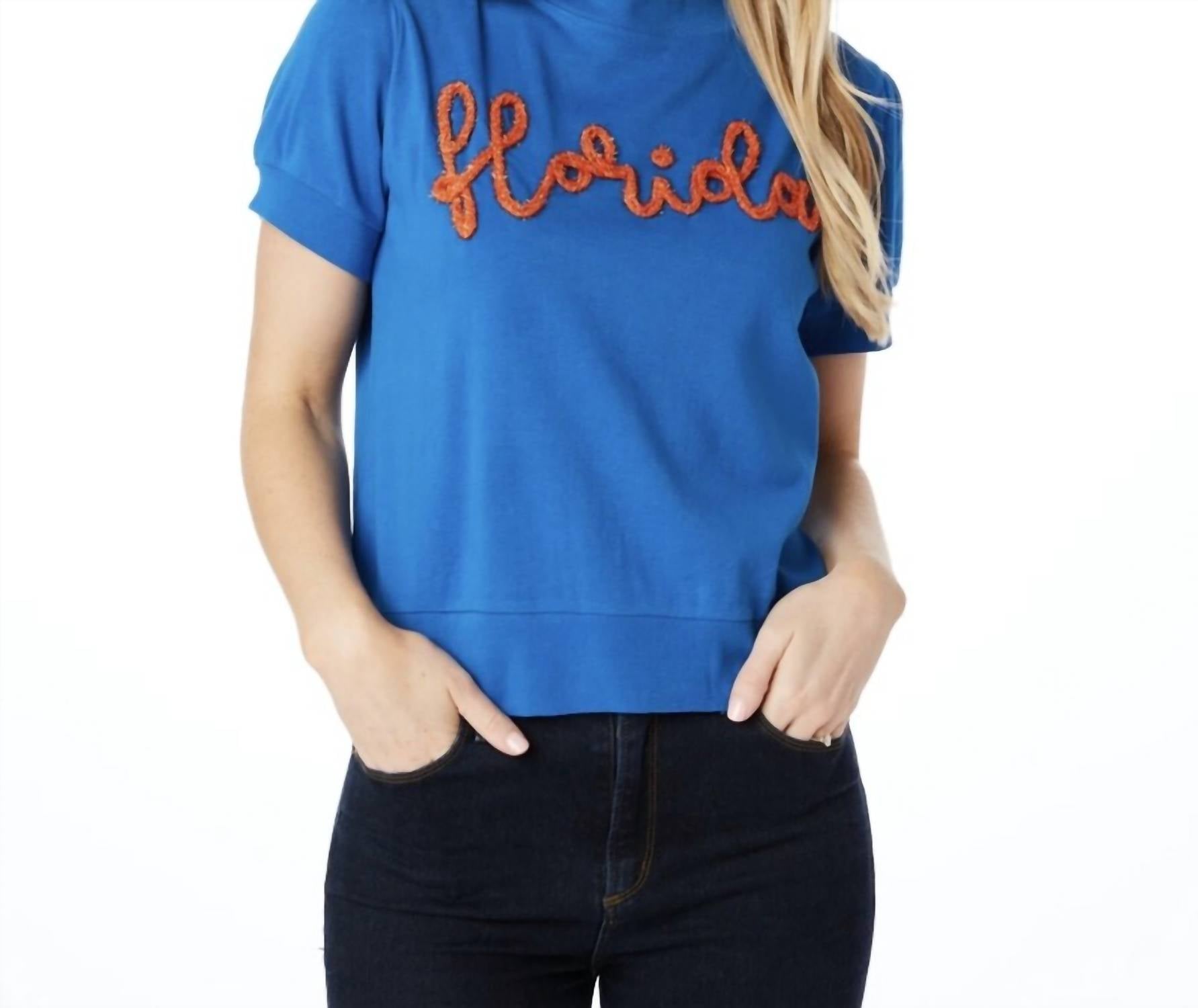 STEWART SIMMONS Women's The Florida Gators Glitter Script Shirt in blue - women's t-shirt