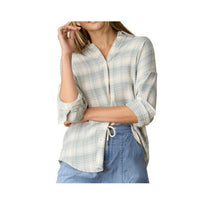 Flags & Anthem Leetonia Boyfriend Shirt in sage white - women's shirt