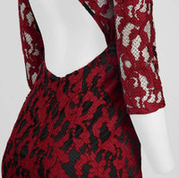 Aidan Mattox - 3/4 Sleeve Illusion Lace Party Dress