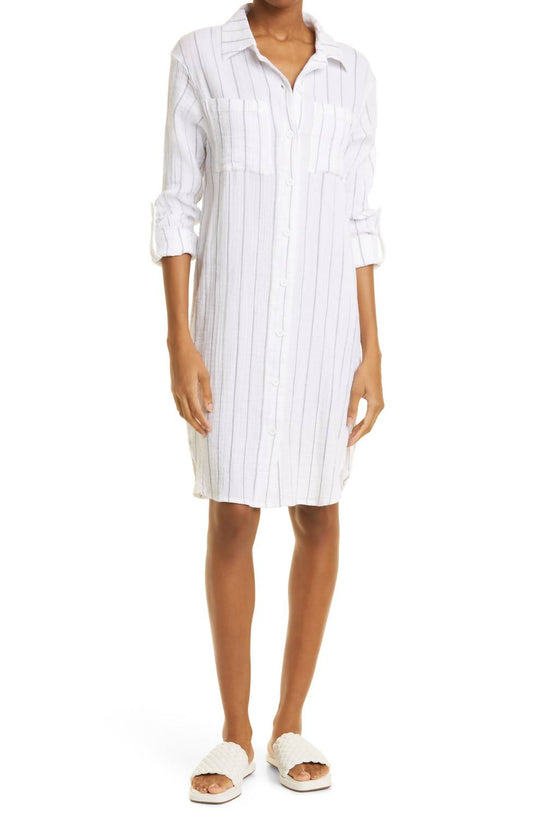 Pinstripe Gauze Shirtdress