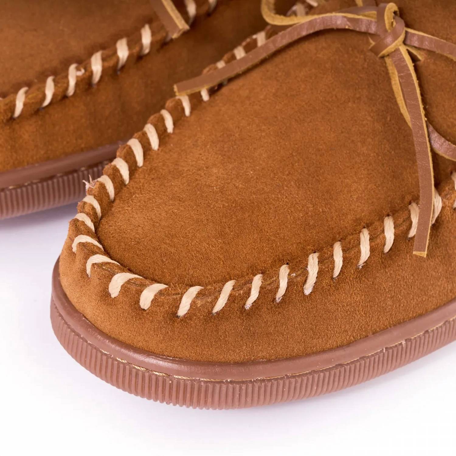 MINNETONKA Men's Pile Lined Hard Sole Moccasin Shoes in brown - men's loafer - view 4