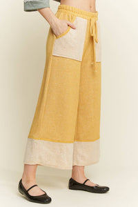 J.Her Washed Elastic Waist Wide Pants in mustard - women's pants - view 4