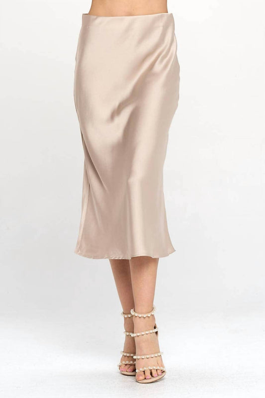 Reneec. - Spring Satin Midi Skirt