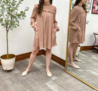 Listicle - Textured Long Sleeve Mini Dress