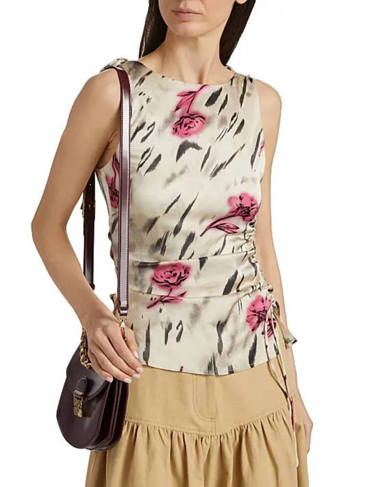 Ganni - Satin Gathered Top