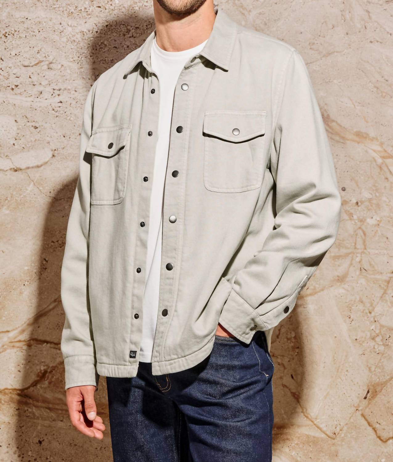 Rails Rhett Shirt Jacket in stone - men's shirt - detail view