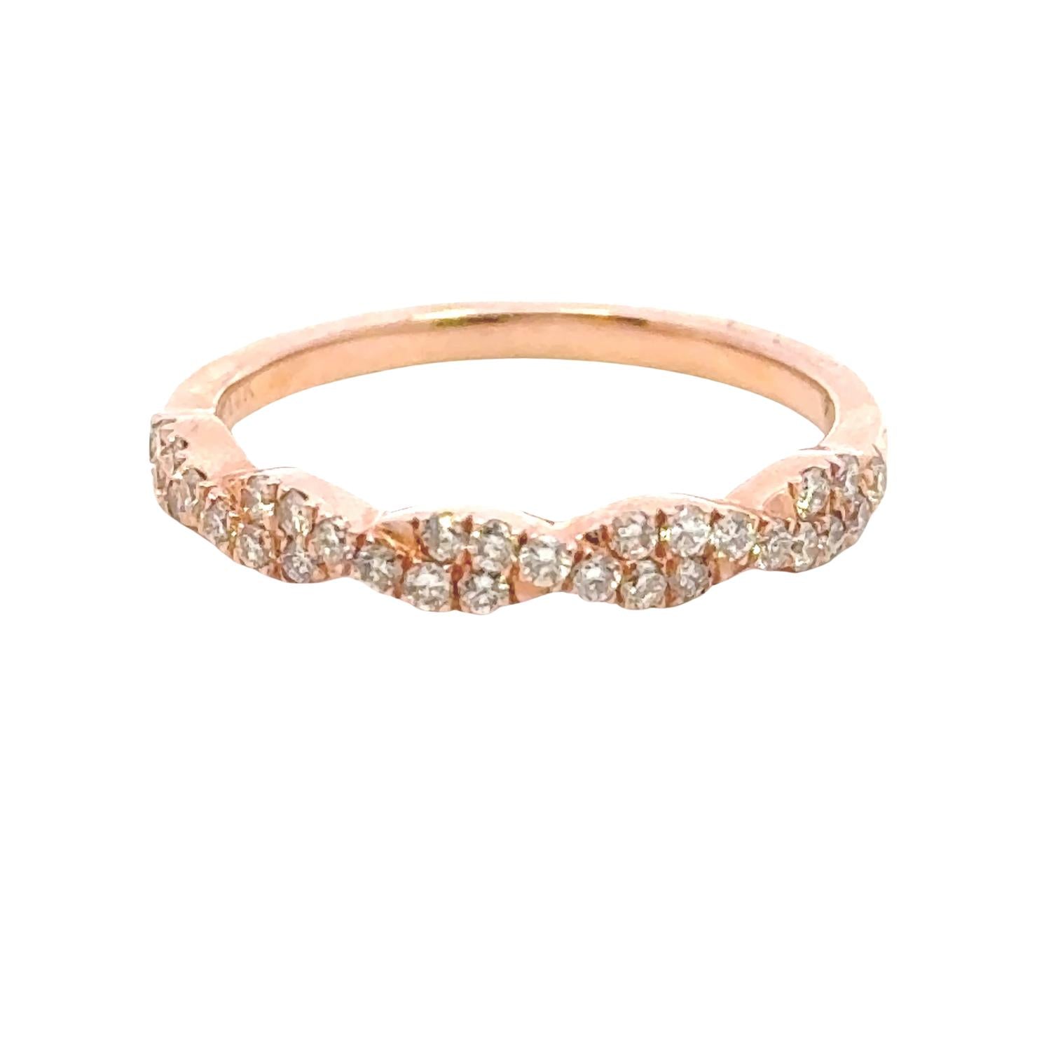 Aamiaa - 0.35 Carat Natural Diamond Twisted Prong Band Ring - Size 6.5